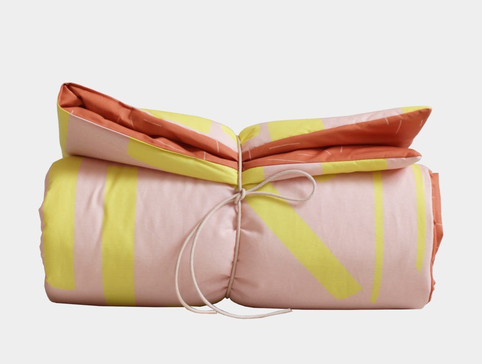 Klap groentje Omgeving Speelkleed roze-geel / roest-roze - Jantien Baas | Textile Designer